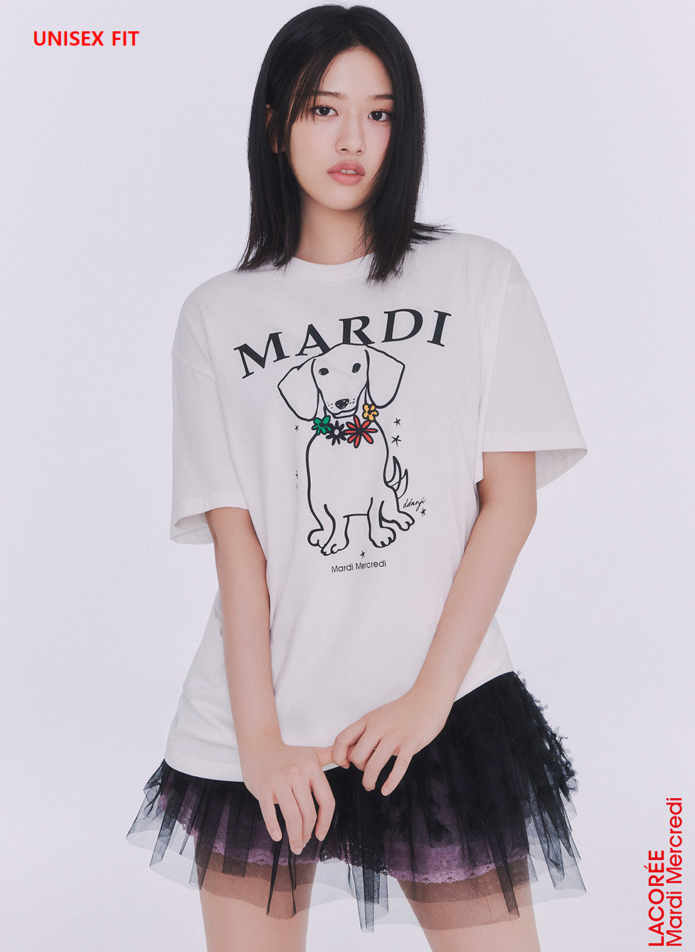 [IVE AnYujin PICK / 4 FIT] ÁO PHÔNG MARDI MERCREDI SWING THE TAIL DDANH HIỆU HOA ĐA MÀU (2025Mới)