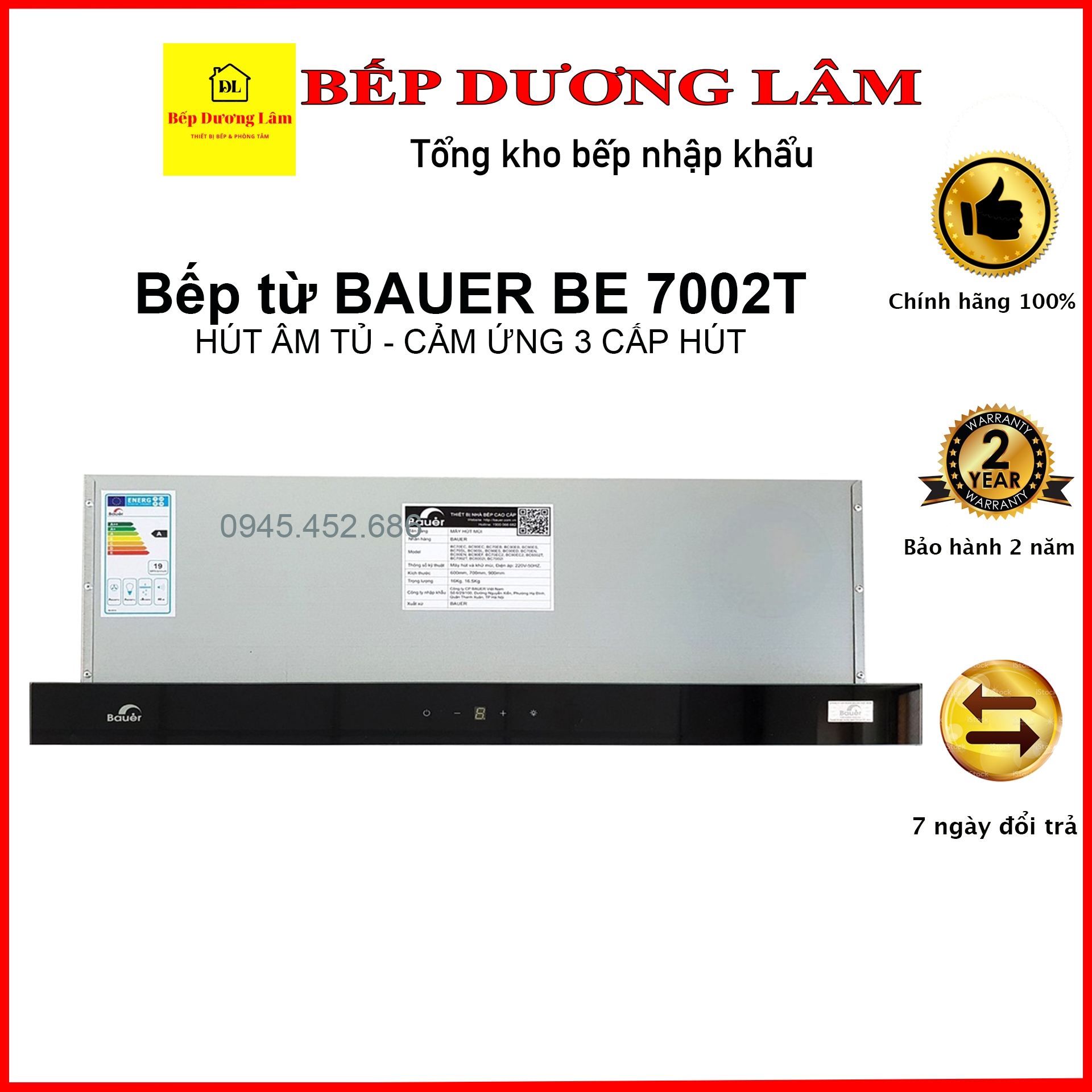 Máy hút mùi bauer bc 7002t -hút mùi âm tủ, điều khiển cảm ứng cao cấp -bảo hành chính hãng