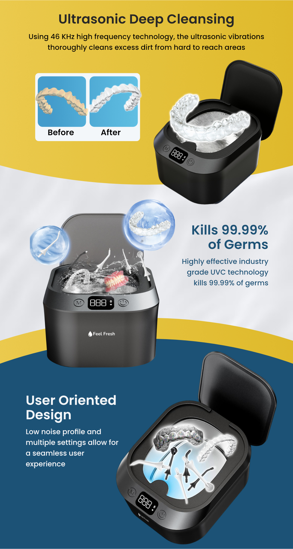 Aligner Cleaner UV - Feel Fresh UltraSonic Ultrasonic Retainer