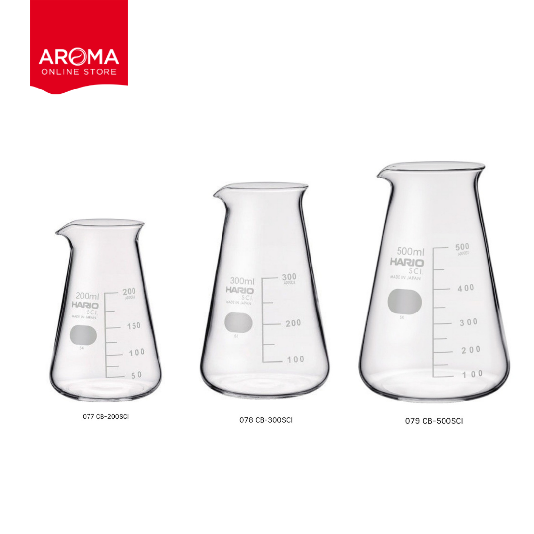 Hario บีกเกอร์แก้ว ถ้วยตวงแก้ว Conical Beaker 200,300,500 ml. (With Measurements) (077/078/079) ราคา 1,004 บาท*ส่งฟรี