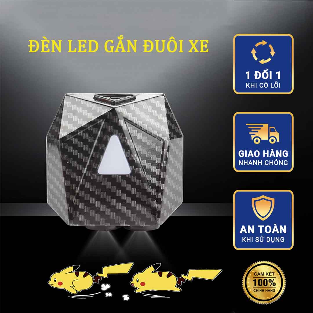 Đèn Led Gắn Đuôi Xe Máy Ô Tô Oto Chiếu Phát Hình Ảnh Chuyển Động Anime Pikachu Chất Liệu Sợi Carbon Nhẹ Chắc