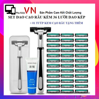 Bộ Dao Cạo Râu 36 Lưỡi Kèm Thân Dao và Tuýp Kem - Set Dao Cạo Râu 36 Lưỡi + Kem Cạo Râu