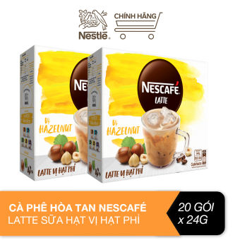 Combo 2 hộp cà phê hòa tan Nescafé Latte sữa hạt vị hạt phỉ (Hộp 10 gói x 24g)