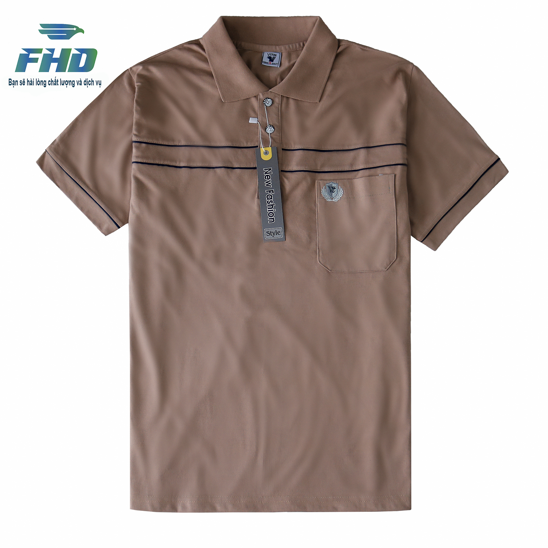 Men's Middle-Aged T-Shirt Made of Thick Cotton and Has Elegant Pockets in Elegant Colors Fhda001_4 - 4