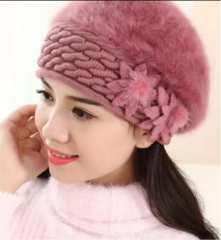 Mũ nón len bere lông thỏ cao cấp
