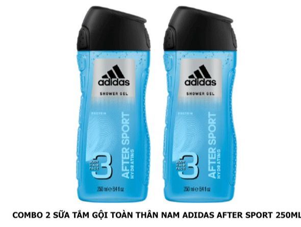 HCMCombo 2 chai Sữa tắm gội cho Nam Adidas AFTER SPORT 250ml - Pháp