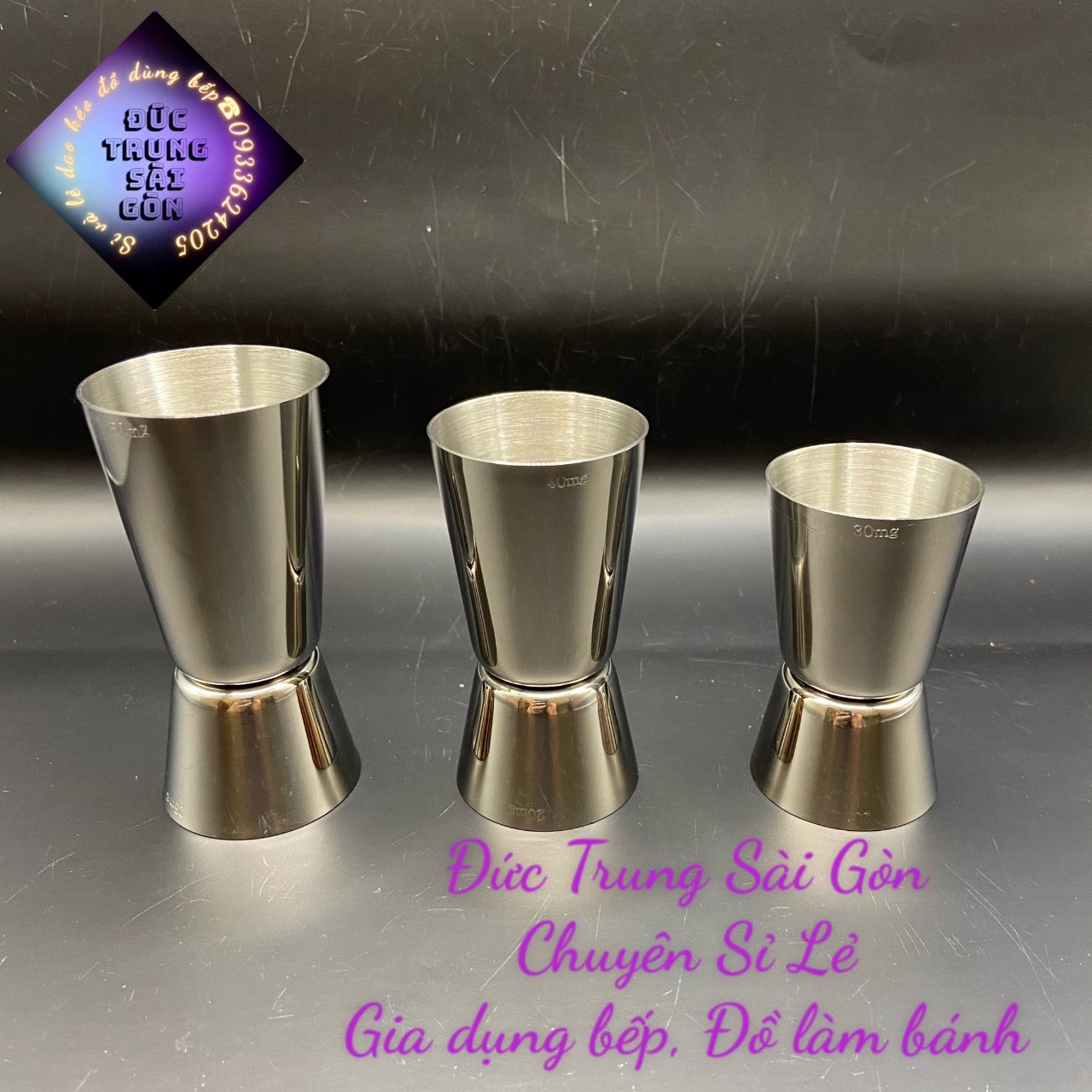 Ly đong định lượng pha chế 2 đầu inox 304, 30-20cc, 40-20cc,50-25cc