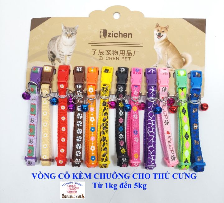 Vòng cổ size 1cm cho chó mèo 2kg - 5kg màu ngẫu nhiên