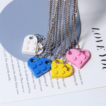 2 Chiếc Vòng Cổ Cặp Khối Xây Dựng Hình Trái Tim Có Thể Tháo Rời