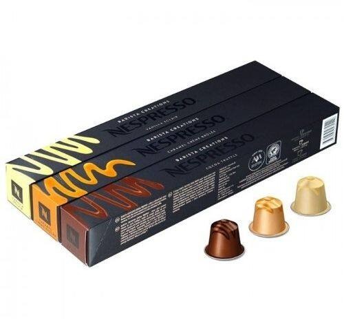 Nespresso Barista Creation Variety (Caramello/Vaniglia/Cioccolatino) Ground Coffee Capsule เนสเพรสโซ บาริต้า ครีเอชั่น (วานิลลา+คาราเมล+โกโก้) กาแฟคั่วบด แคปซูล 30 Capsules ราคา 997 บาท*ส่งฟรี