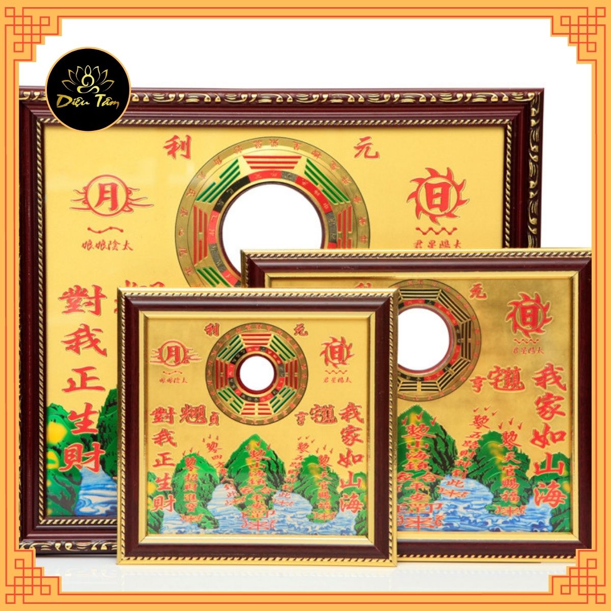 Tranh sơn hải trấn treo thay gương bát quái phong thủy