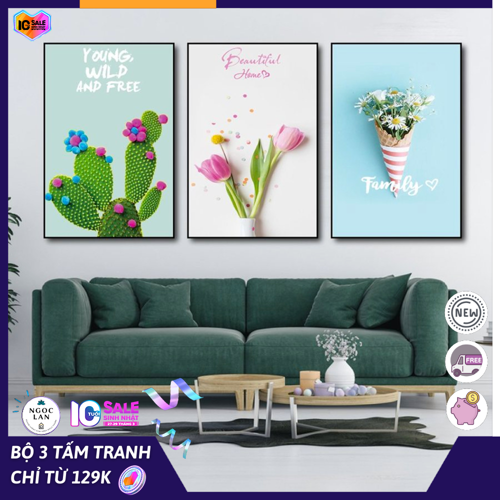 Bộ 3 bức tranh treo tường Phong cảnh Mã SP: TG1730 Tranh canvas treo tường theo mùa khổ lớn có khung gỗ tranh phong cảnh đẹp Tranh canvas khổ lớn 40x60