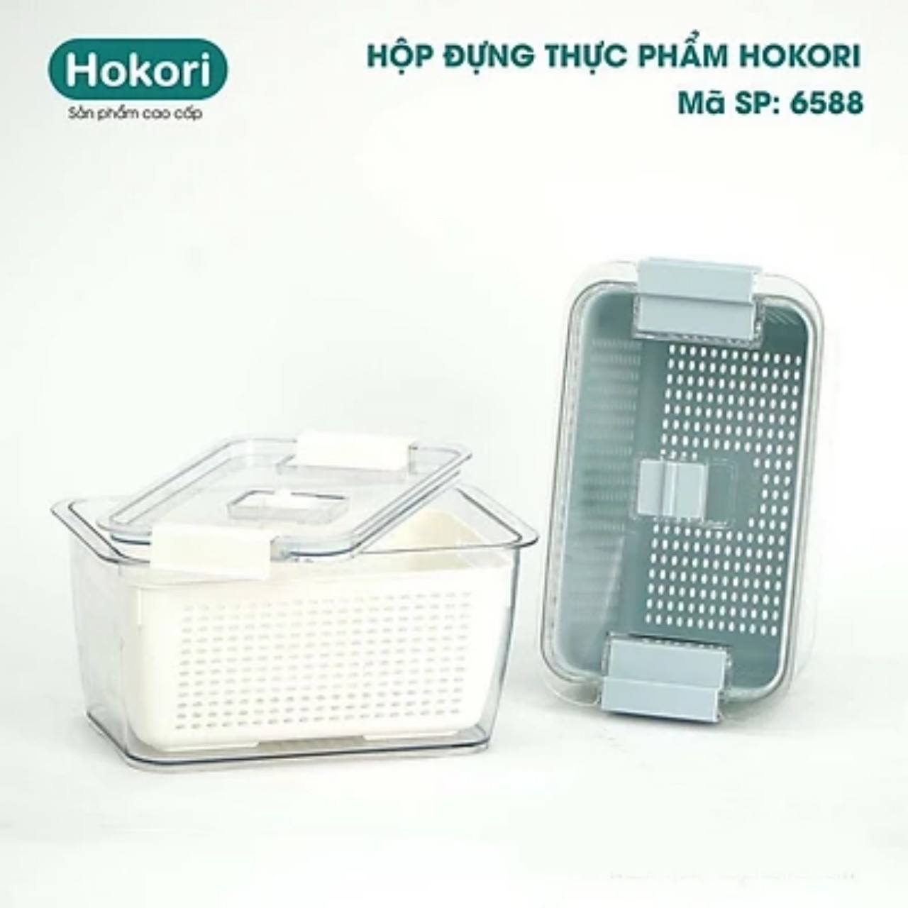 Bộ 2 hộp đựng thực phẩm hokori 6588/6589 - hộp đựng thực phẩm tủ lạnh 2 lớp có khóa , hộp lạnh dễ dàng bảo quản