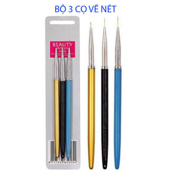 Set 3 cây cọ nét Beauty, Set 3 cây cọ nét siêu mảnh chuyên dụng - Bộ cọ nét 3 cây chuyên dụng vẽ nét,hoa,họa tiết nails