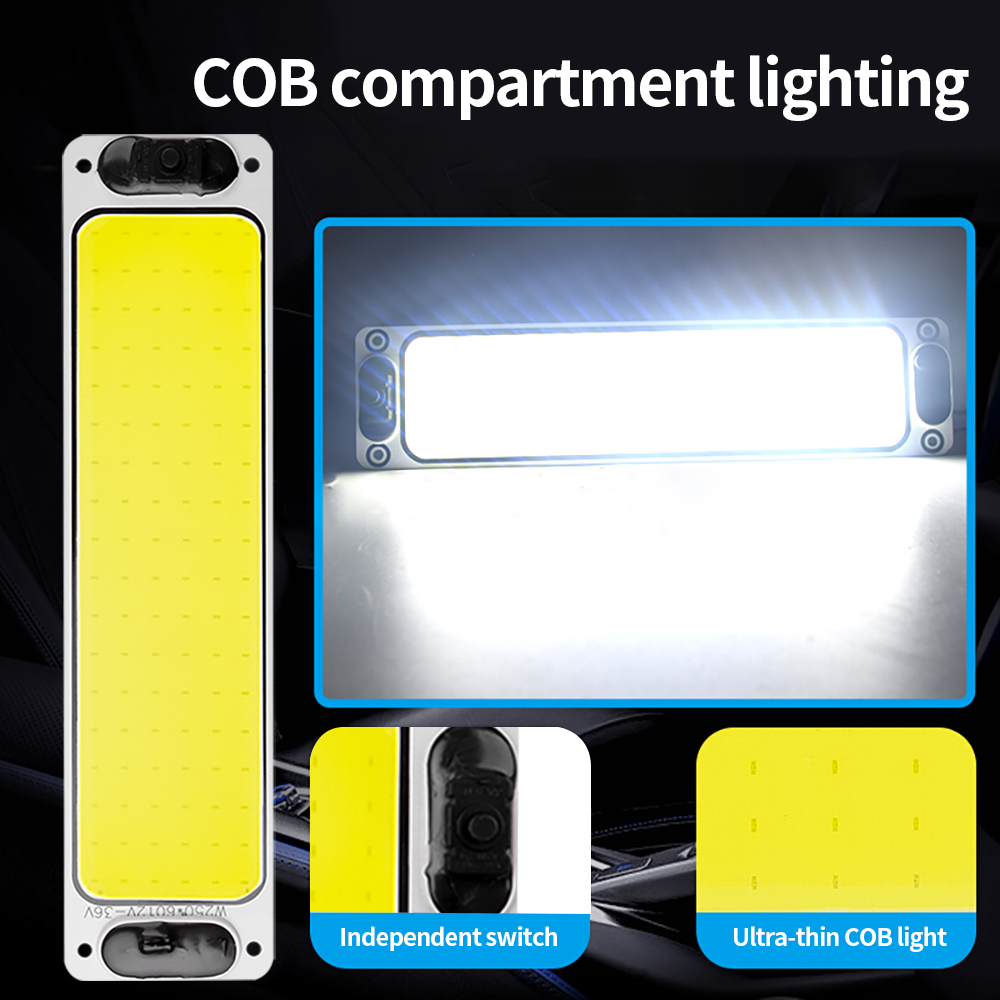 Đèn nội thất xe hơi 96 smd 12v-24v cob đèn trắng tinh khiết đọc sách hình vòm xe hơi bóng đèn led dạng bảng đèn xe tải tự dính chống nước