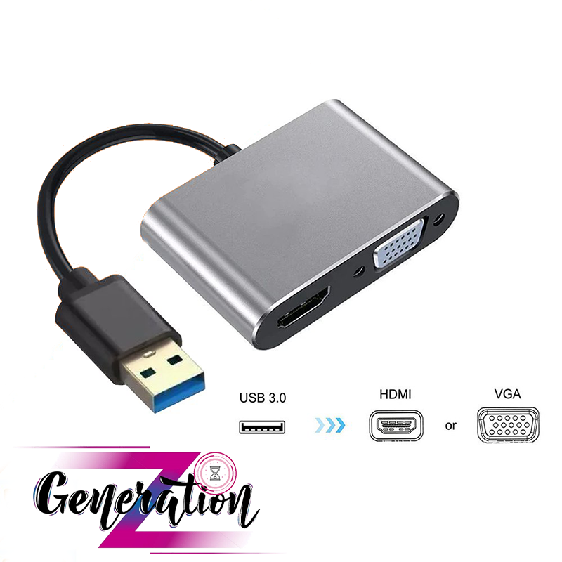 Cáp chuyển USB 3.0 ra HDMI và VGA cùng lúc - USB 3.0 to HDMI + VGA