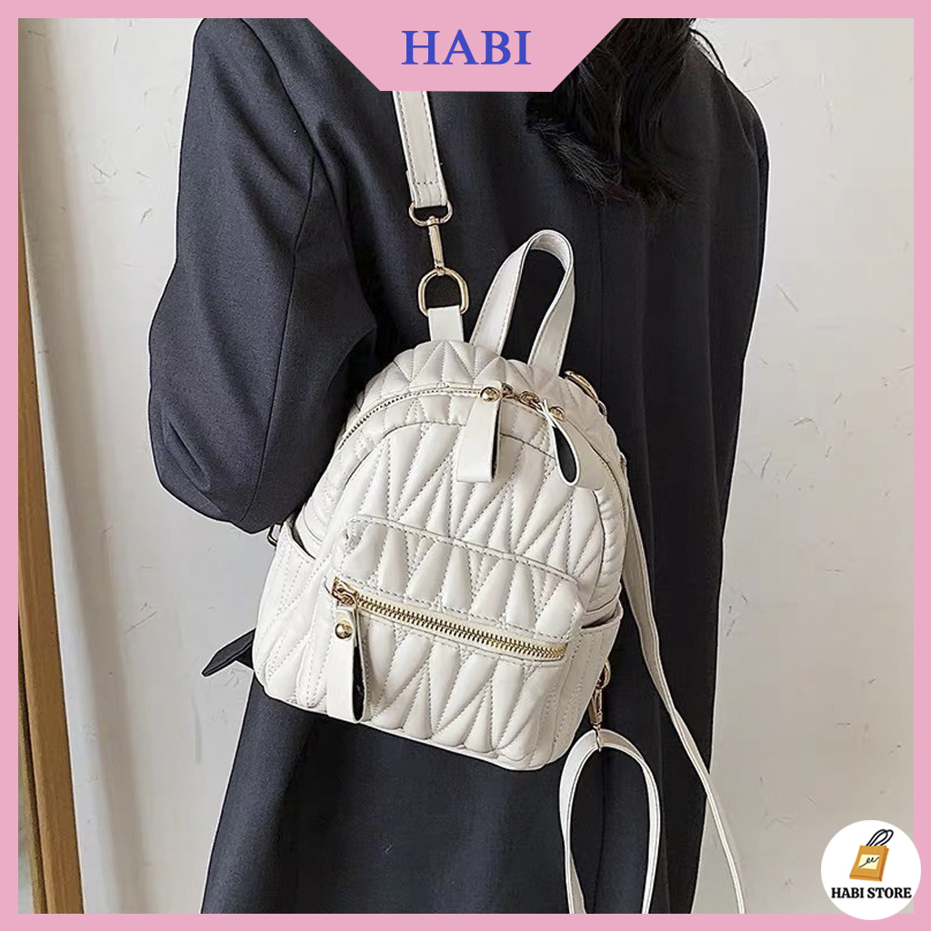 Balo Thời Trang Nữ Đeo Vai Cao Cấp M59 Balo Nữ Mini Chất Da Trần Trám Vân Chỉ Nổi Đi Làm