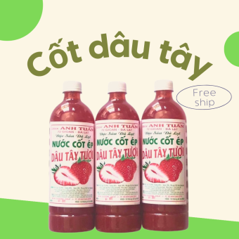 Nước cốt ép dâu tây Đà Lạt siêu mát loại 500m-1000ml, Nước cốt ép dâu tây Đà Lạt Huyền Thắng