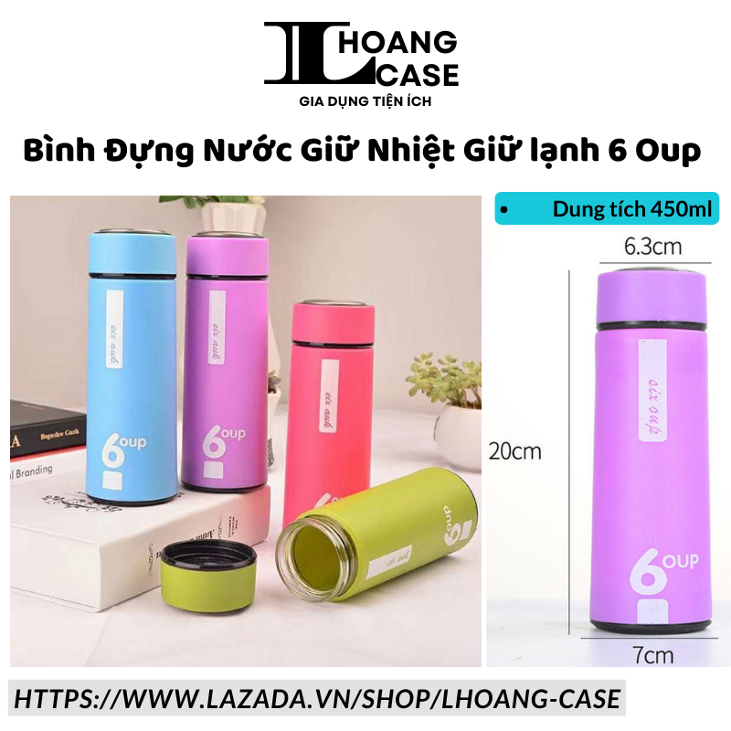Bình đựng nước giữ nhiệt giữ lạnh 6 oup 2 lớp thủy tinh dung tích 450ml