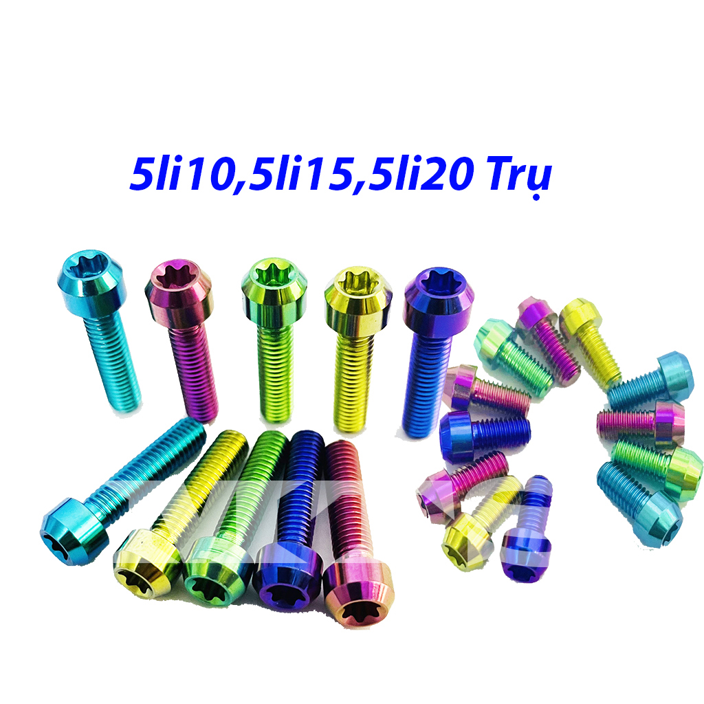 Ốc titan gr5 5li10,5li15,5li20 đầu trụ gắng đĩa abs, cùm domino-mts