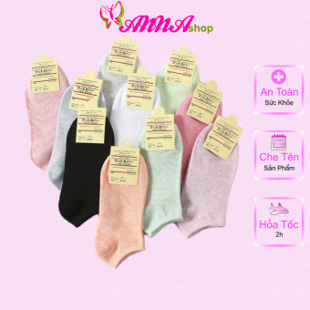 Tất vớ nữ ngắn mang giày thể thao 100% cotton co dãn thoải mái (MS 13008) Anna Shop