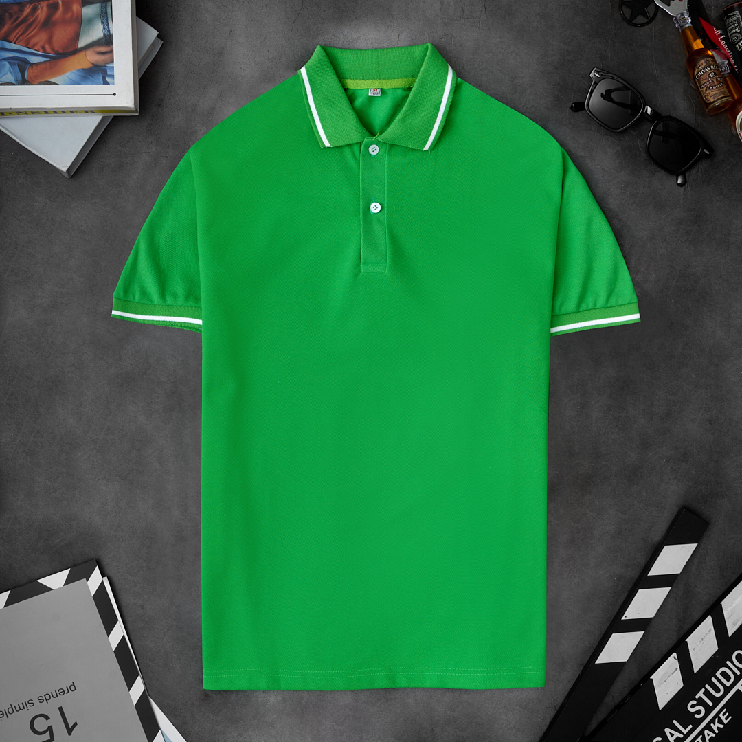 Áo thun Polo Nam cổ bẻ DONA12 thun basic cá sấu cộc tay vải cá sấu cotton đẹp phong cách trẻ trung chuẩn form màu xanh lá phối sọc