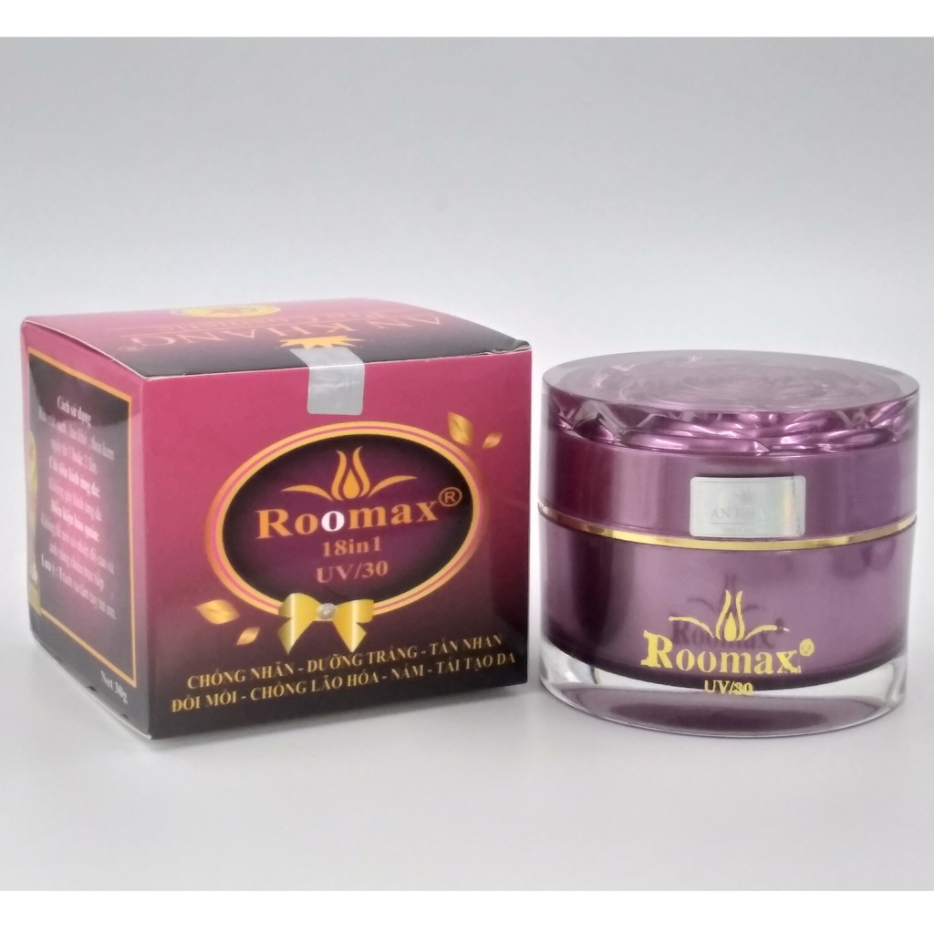 Kem Chống nhăn - Dưỡng trắng - Tàn nhang - Đồi mồi - Chống lão hóa - Nám - Tái tạo da Roomax 18 in 1 30g (Tím)