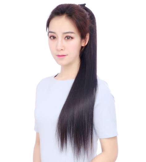 Tóc Giả Cột Thẳng Dài Cao Cấp Màu Đen Tự Nhiên 60cm