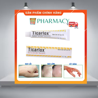 Kem mờ sẹo lồi Ticarlox 10g - Làm mờ dần vết sẹo và thâm trên da