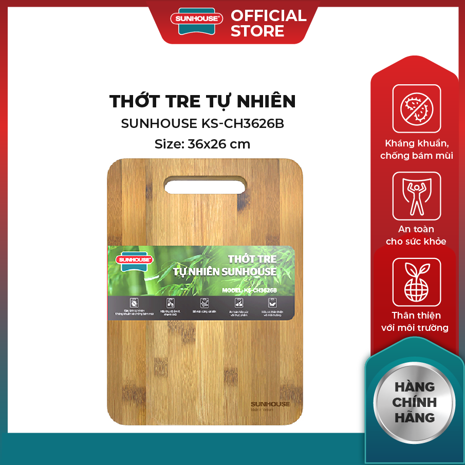 Thớt tre tự nhiên sunhouse ks-ch3626b