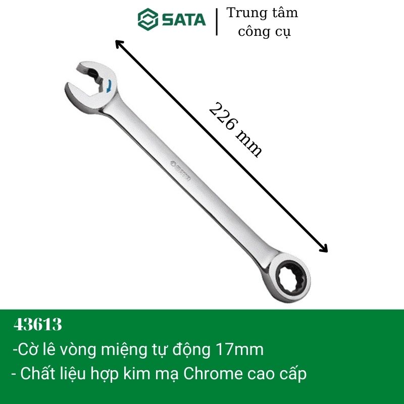 Cờ lê tự động 2 đầu vòng miệng 17mm sata 43613