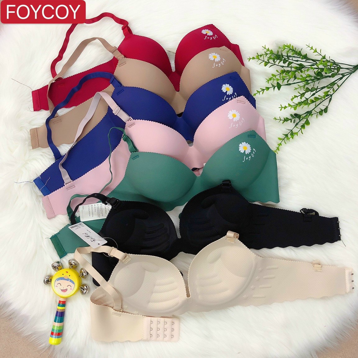 Áo hoa cúc áo lót su đúc hoa cúc hiệu foycoy siêu xịn, áo lót không gọng đệm 3cm nâng ngực