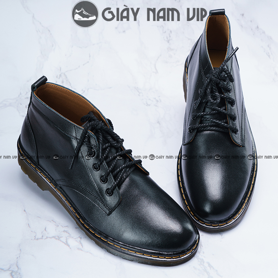 Giày nam đen đẹp công sở đẹp hàn quốc giaynamvip giày nam da bò thật cổ lửng gvn04