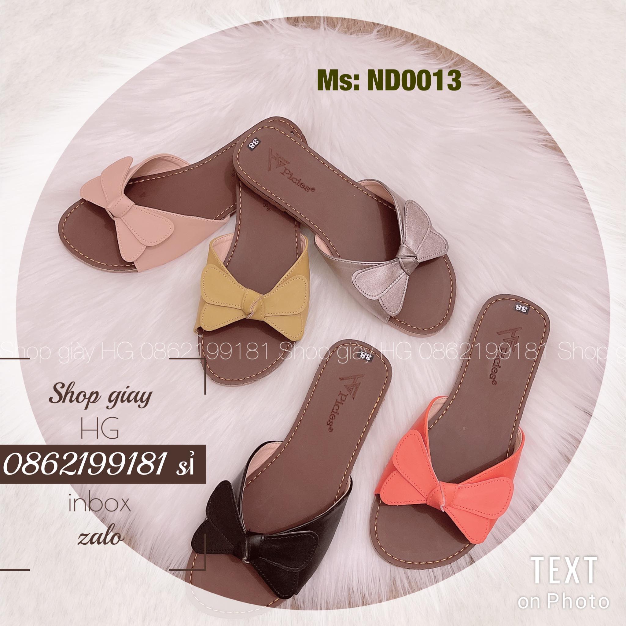 Giày dép nữ ND0013 Dép bệt nơ chuồn chuồn nền da đế cao su nhiệt dẻo