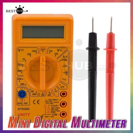 Mini Digital Multimeter with Probe Buzzer, DT830D Brand