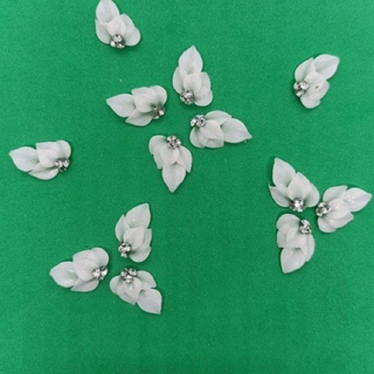 Hoa bột Nail, hoa 3D gắn Móng chân, móng tay, 5 Cánh, đá giữa