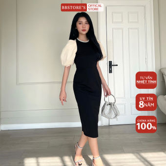 BBSTORE'S Đầm Body Tay Phồng Dự Tiệc Hở Lưng  Sang Trọng -D1413