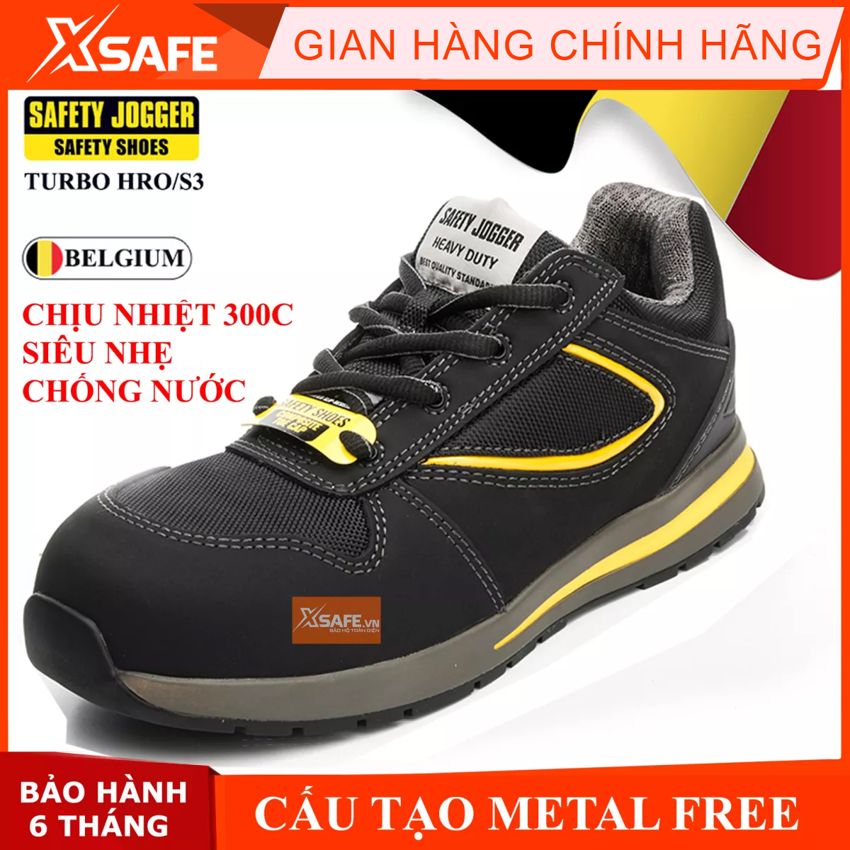 Giày bảo hộ lao động nam Jogger Turbo HRO da Nubuck cao cấp, cấu tạo phi kim siêu nhẹ, chịu nhiệt 300 độ Giày công trình, nhà máy