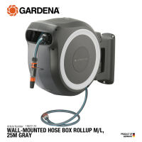 GARDENA Wall-Mounted Garden Hose Box Rollup M/L 25 m Gray – Automatic Hose Reel & Space-Saving Garden