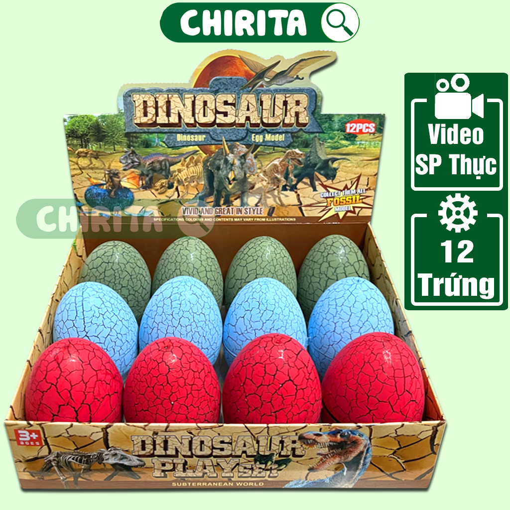 Đồ chơi trẻ em bộ 12 trứng khủng long - đồ chơi khủng long, trứng khủng long, đồ chơi mô hình khủng long - đồ chơi cho bé chirita
