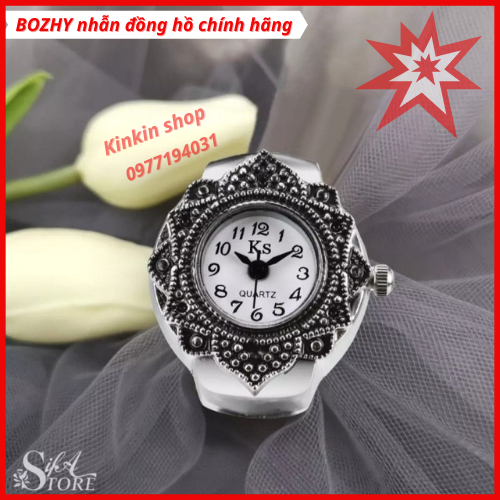Nhẫn đồng hồ nam nữ chạm trỗ hình cánh hoa mang đậm phong cách quý tộc Mã 01