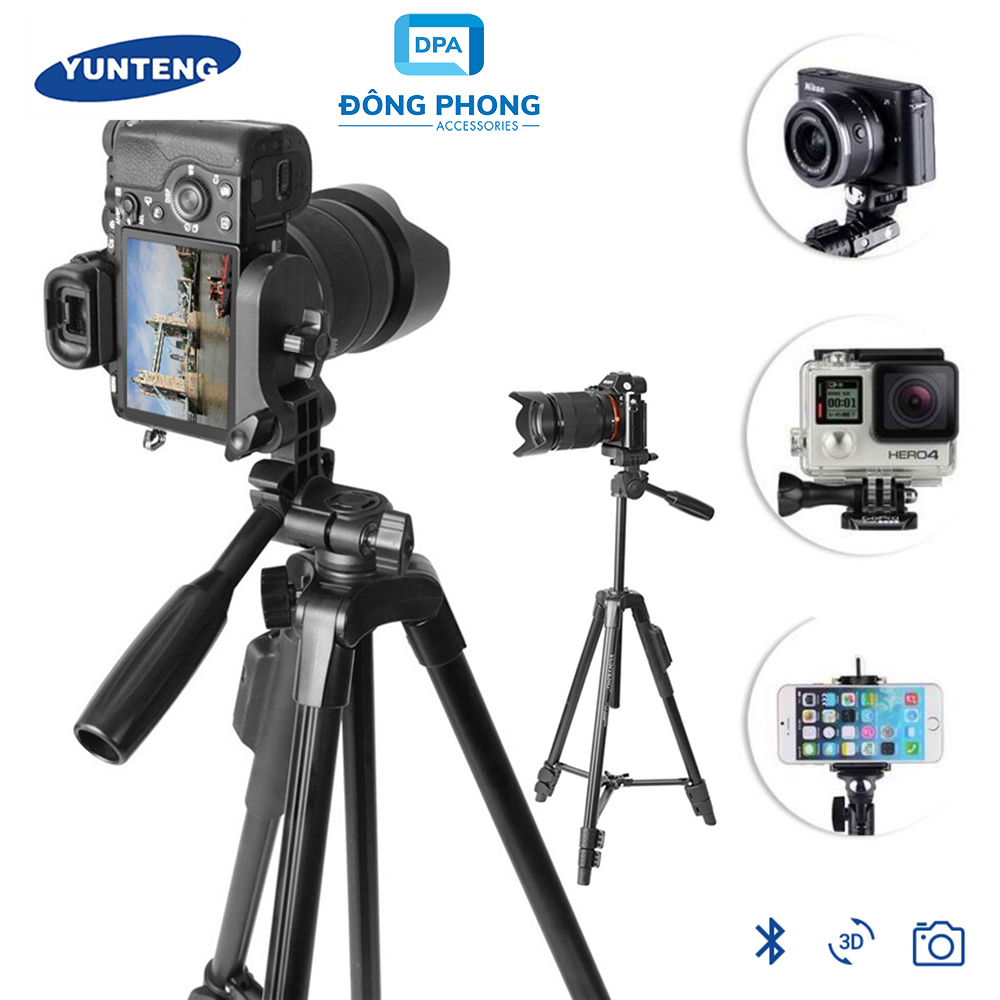 Gậy Chụp Hình Tripod 3 Chân Yunteng 5208 Tích Hợp Sẵn Remote Chup Ảnh Từ Xa