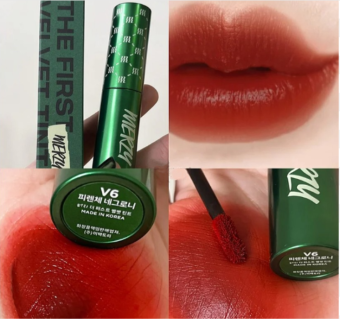 Son Merzy V6 Xanh Lá Màu Đỏ Gạch, Son Kem Lì Merzy The First Velvet Tint V6 Xanh Lá Green Edition