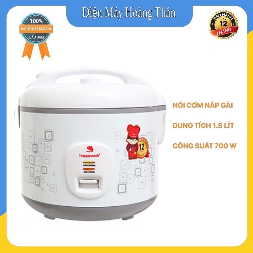 Nồi cơm điện Happycook 1.8 lít HCJ-1822 hàng chính hãng dung tích 1.8 lít lòng nồi bằng hợp kim nhôm phủ chống dính