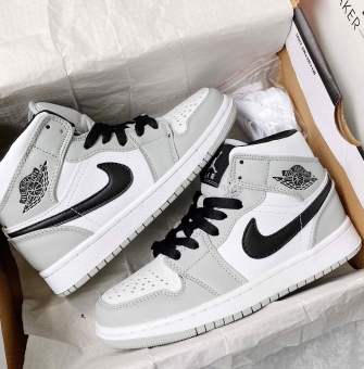 Giày thể thao sneaker, giày jordan xám cổ cao nam nữ đủ size 36-43 hàng cao cấp