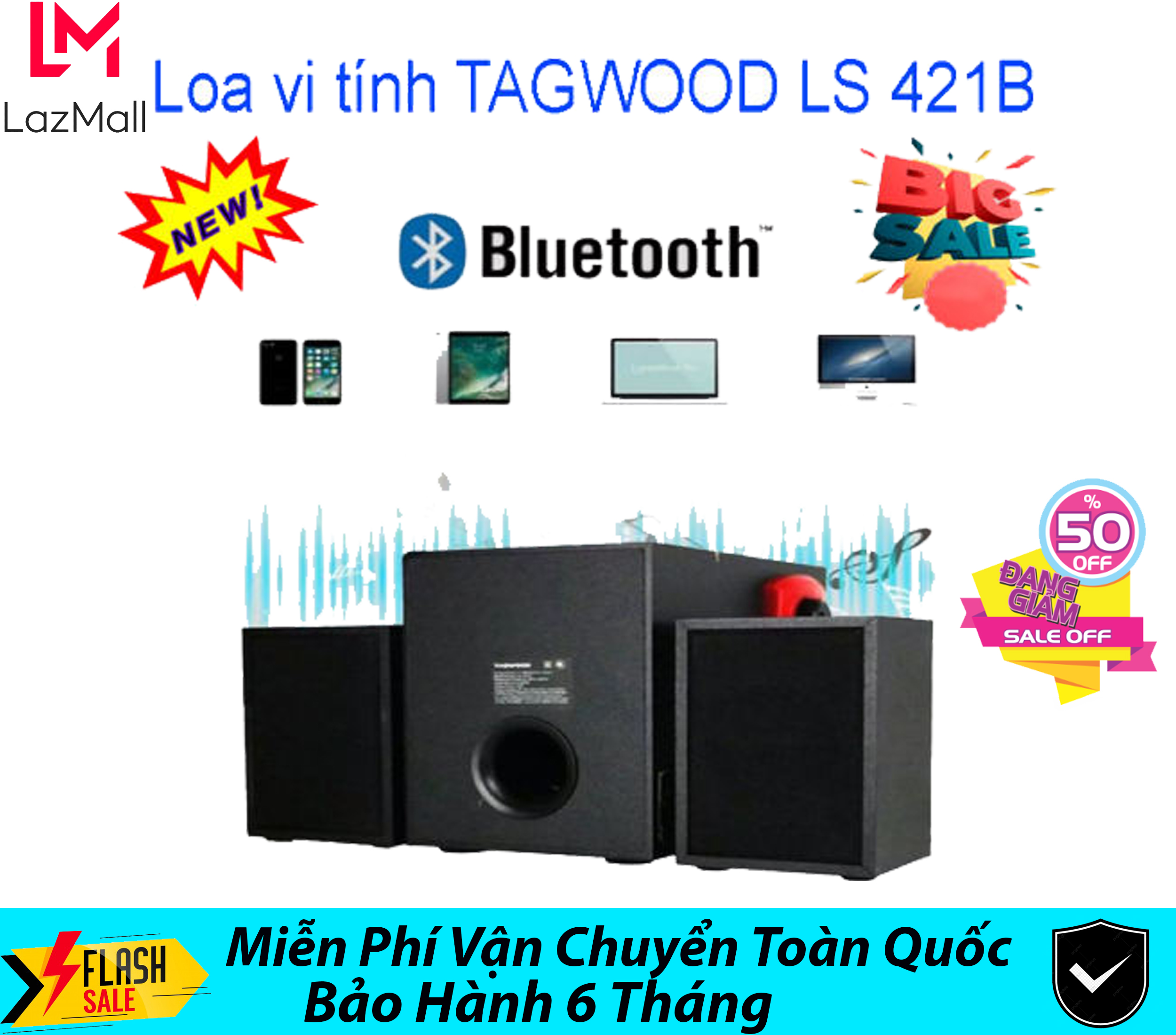 Loa vi tính công suất lớn TAGWOOD LS 421B - Âm thanh 2.1, Công suất lên đến 30W, Kèm remote chỉnh nhạc, Âm thanh cực chất. BH Uy Tín