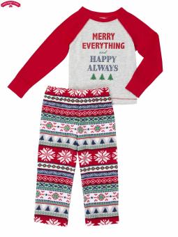 Bộ đồ ngủ Pyjama Noel Hoa tuyết trắng đỏ bé Trai hoặc Gái HOLIDAY TIME 3 tuổi - Hàng Mỹ
