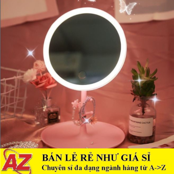 Gương Trang Điểm Để Bàn Có Đèn Led Cảm Ứng 3 Chế Độ Ánh Sáng Tiện Ích