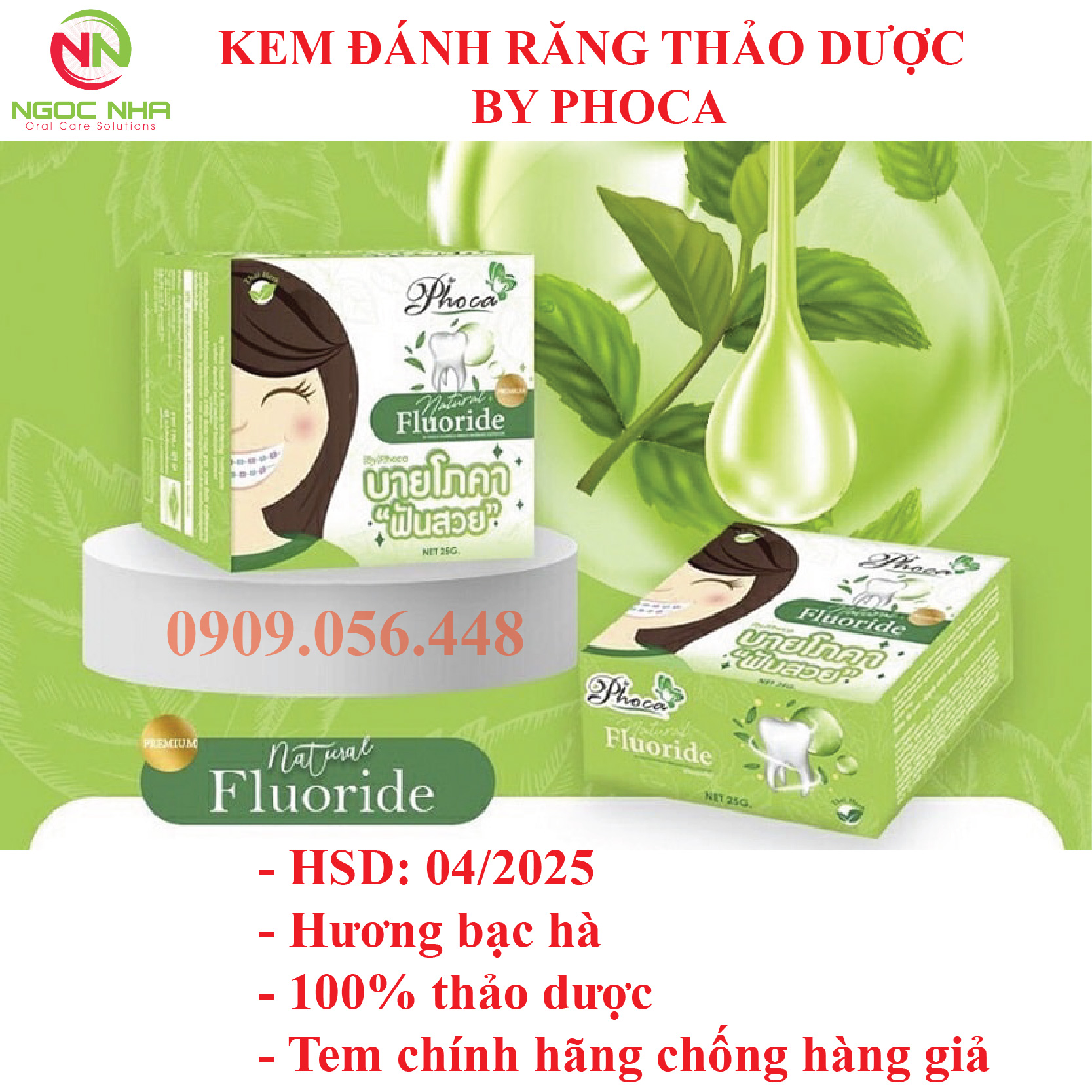 Kem đánh răng thảo dược By Phoca 25g/ Thái Lan