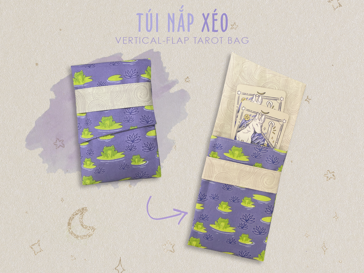 Túi Nắp Xéo đựng bài Tarot - Tổng hợp nhiều màu vải